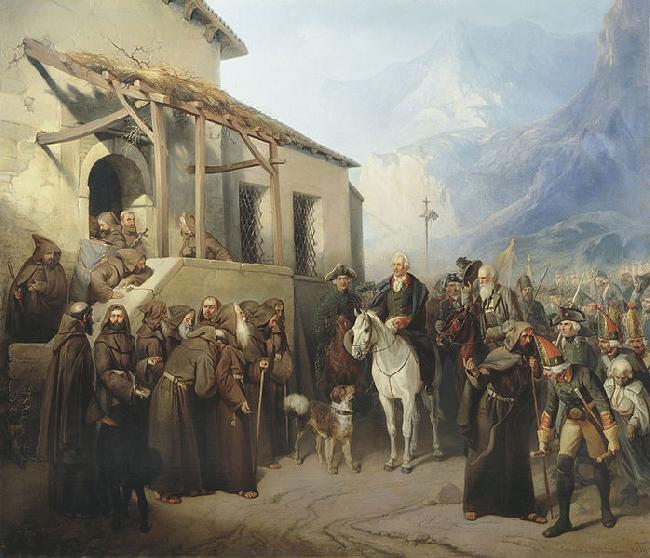 Creator:Adolf Charlemagne. Field Marshal Alexander Suvorov at the top of the St. Gotthard September 13 France oil painting art